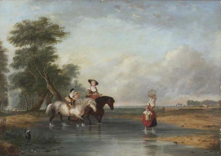 Cornelius Krieghoff Fording a River oil painting image